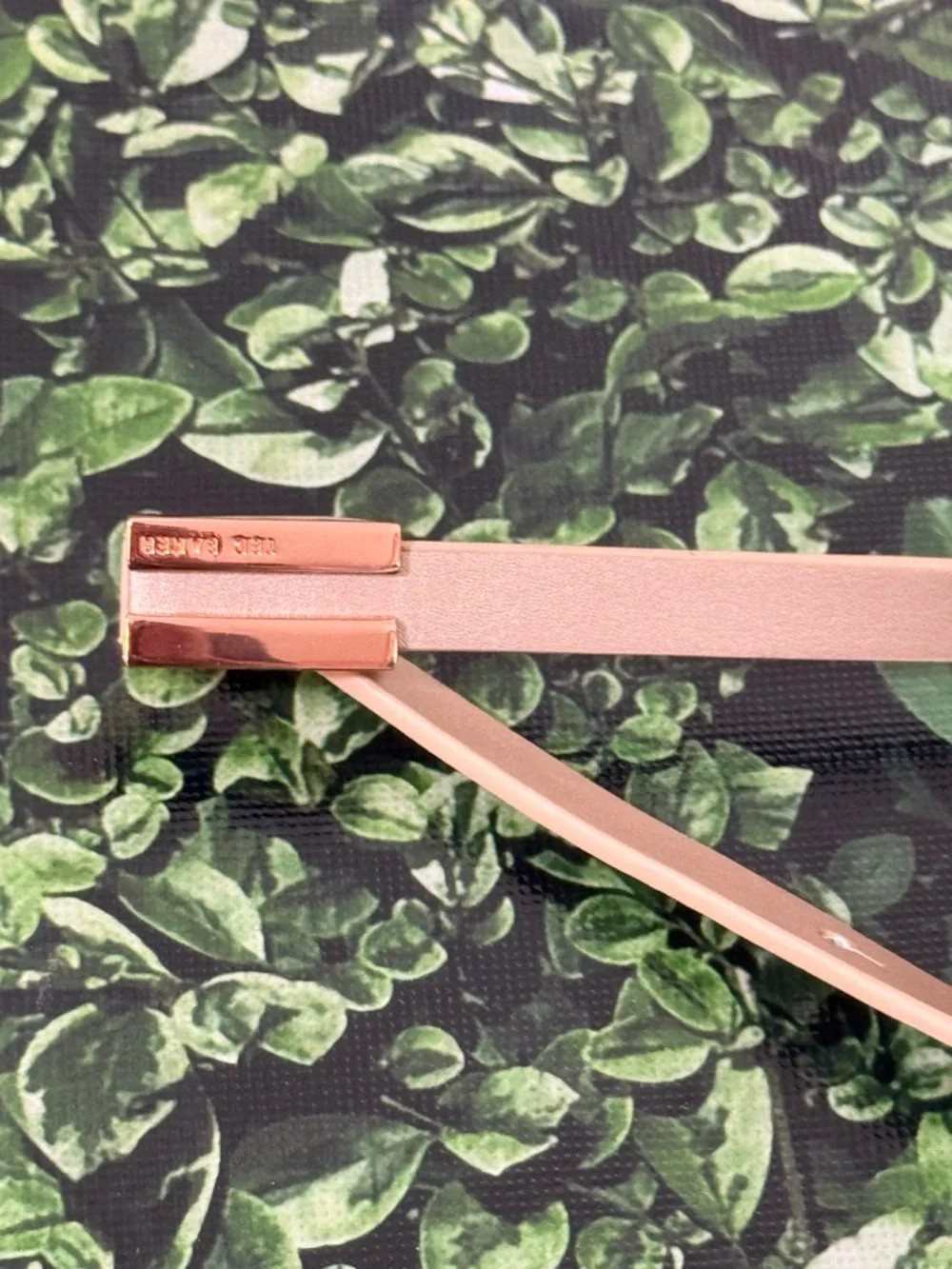 Ted Baker Rose Gold Bar Detail Leather Belt Strap - Beige